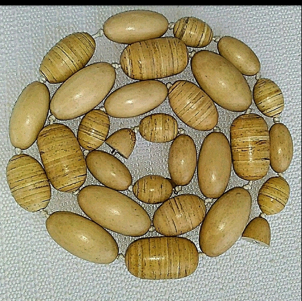 RARE '80s HOLLAND MANOUK BIJOUX 50" Alternating Stacked Solid Wood Bead Necklace - Picture 13 of 16